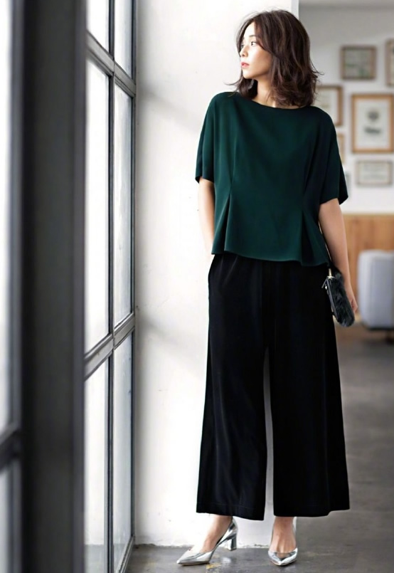 一年四季窄版阔腿裤穿搭,吊打穿搭一整套