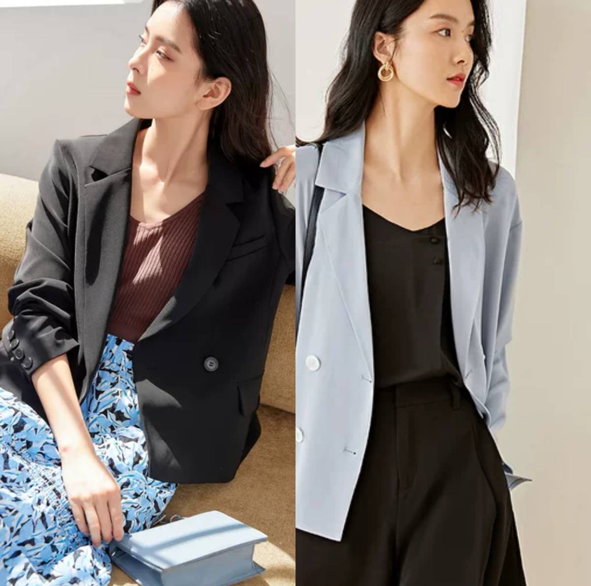 秋冬气质西装内搭衬衣,长款小西装内搭什么样的衬衫