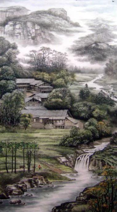 古代名家横幅山水画作品欣赏,山水画名家贾国英作品欣赏