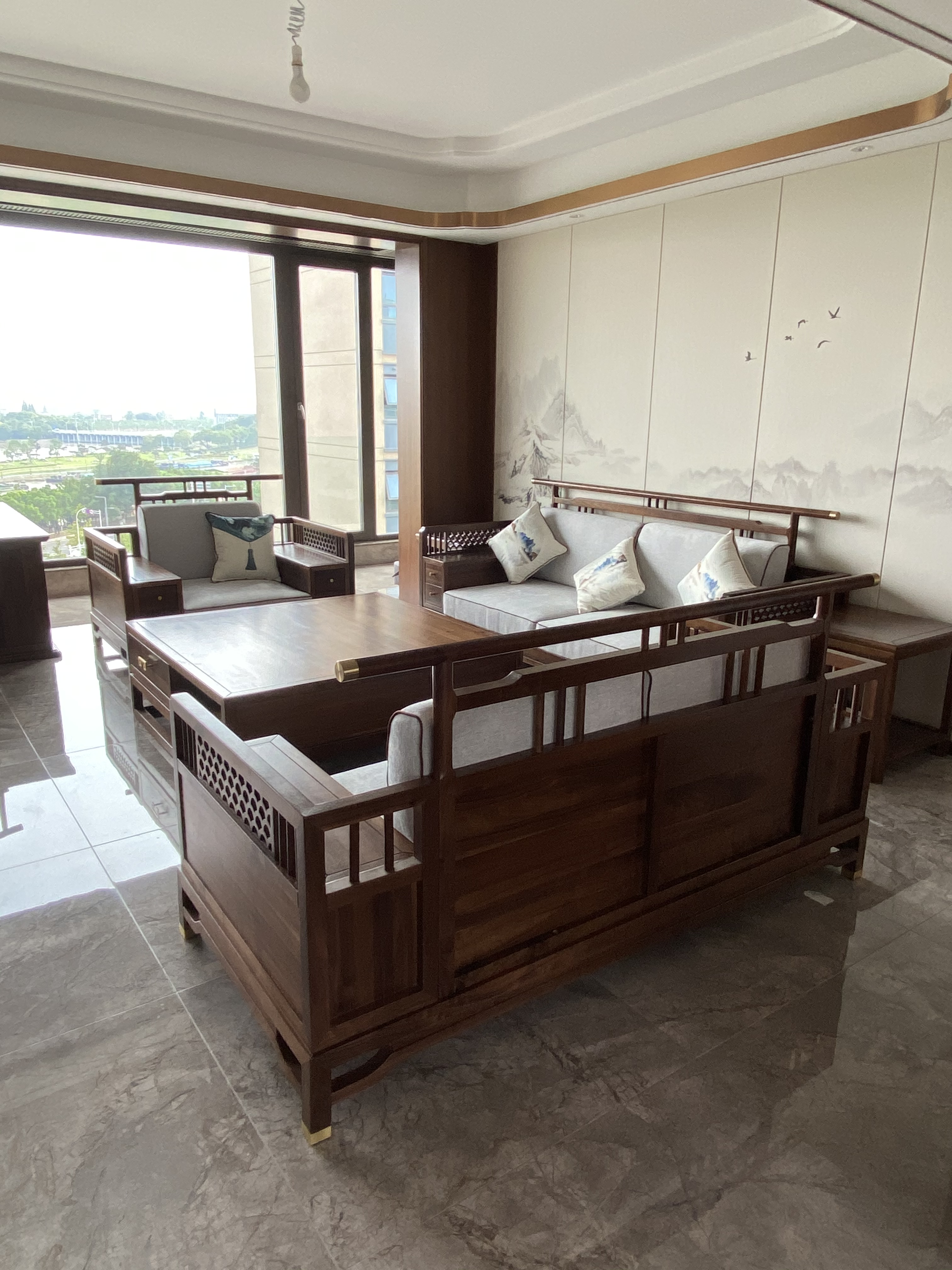 有清堂新中式胡桃木家具,和谐尚品家具新中式胡桃木沙发