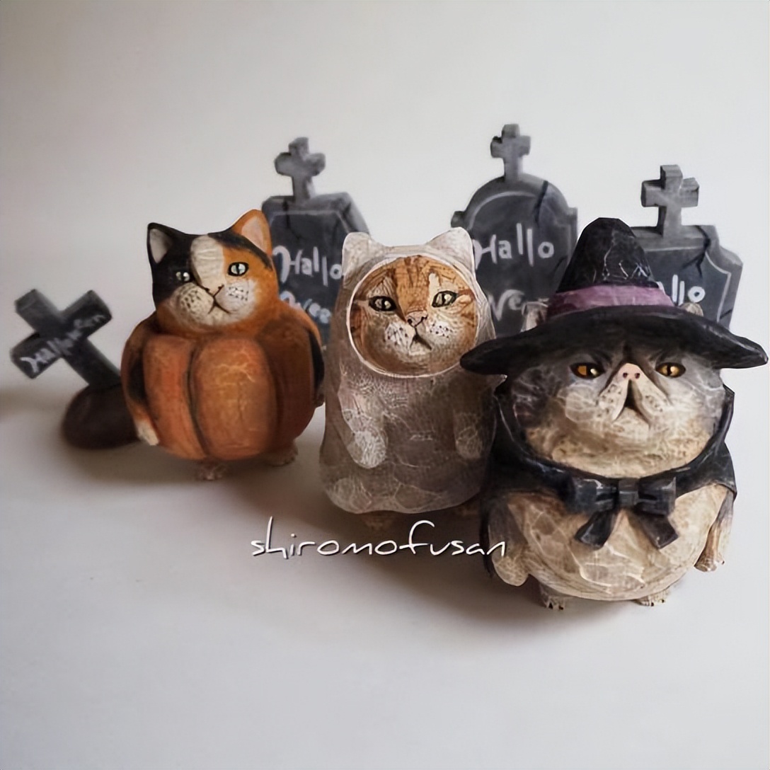 日本艺术家木雕猫,日本木雕猫