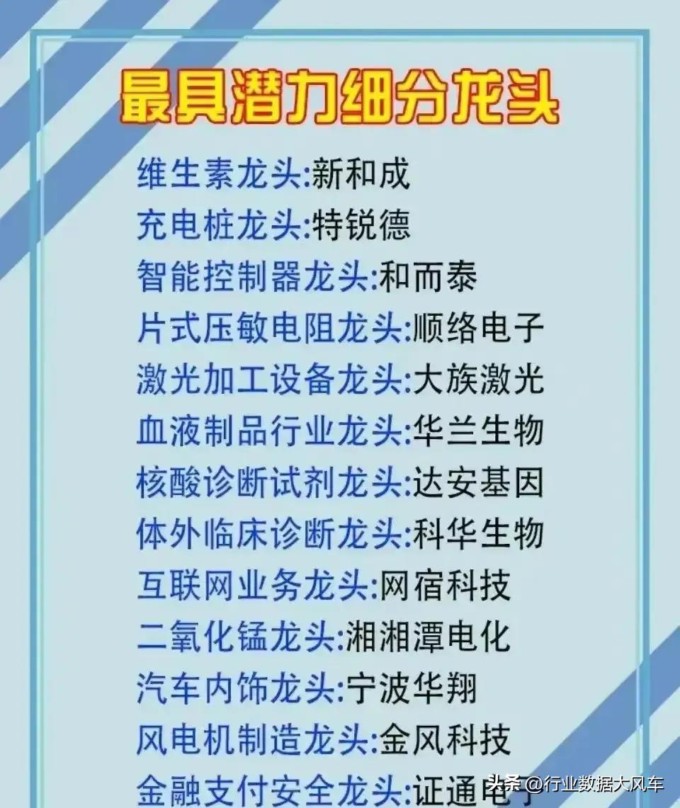 创业板细分龙头公司一览表,与创业板指数有关的板块有哪些