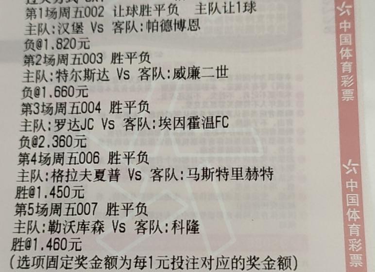 竞彩足球实单推荐今日五串一,今日足球竞彩最稳五串一推荐实单