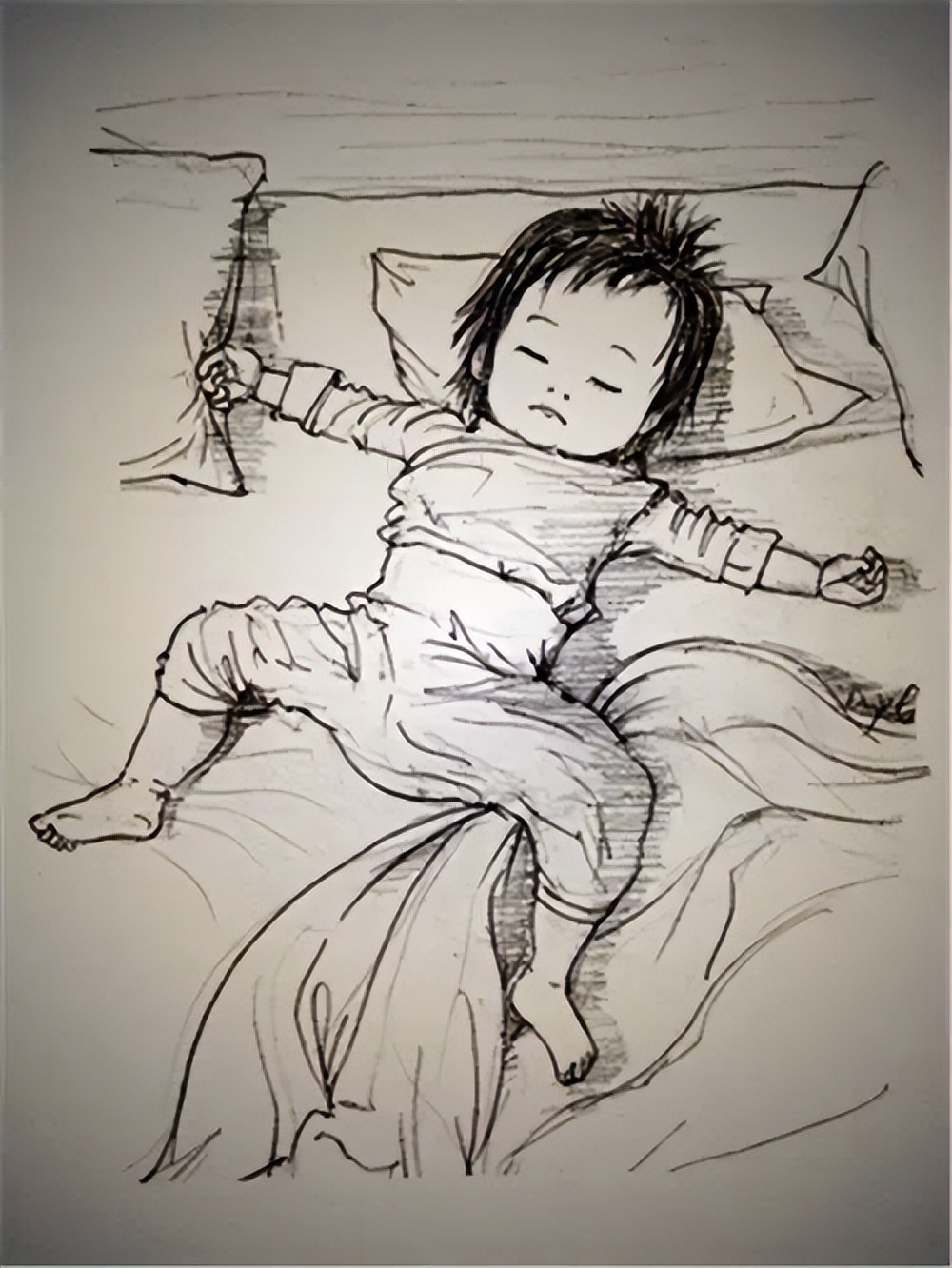 【治愈系】爸比把她睡觉的样子全画出来了......