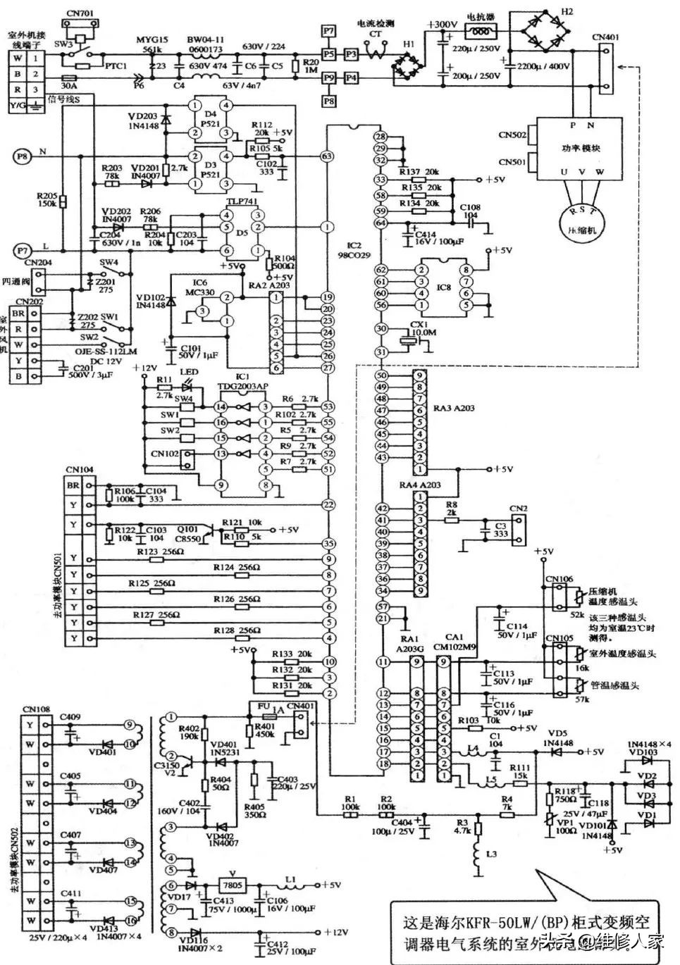 海尔无霜变频冰箱化霜电路原理,海尔变频冰箱维修原理视频教程