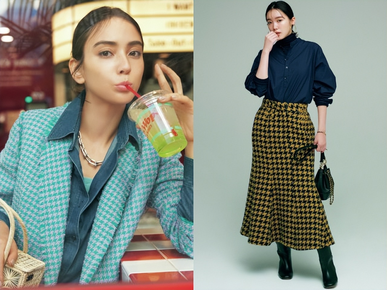 夏天穿格纹太气质了时髦又好看,格纹流行元素