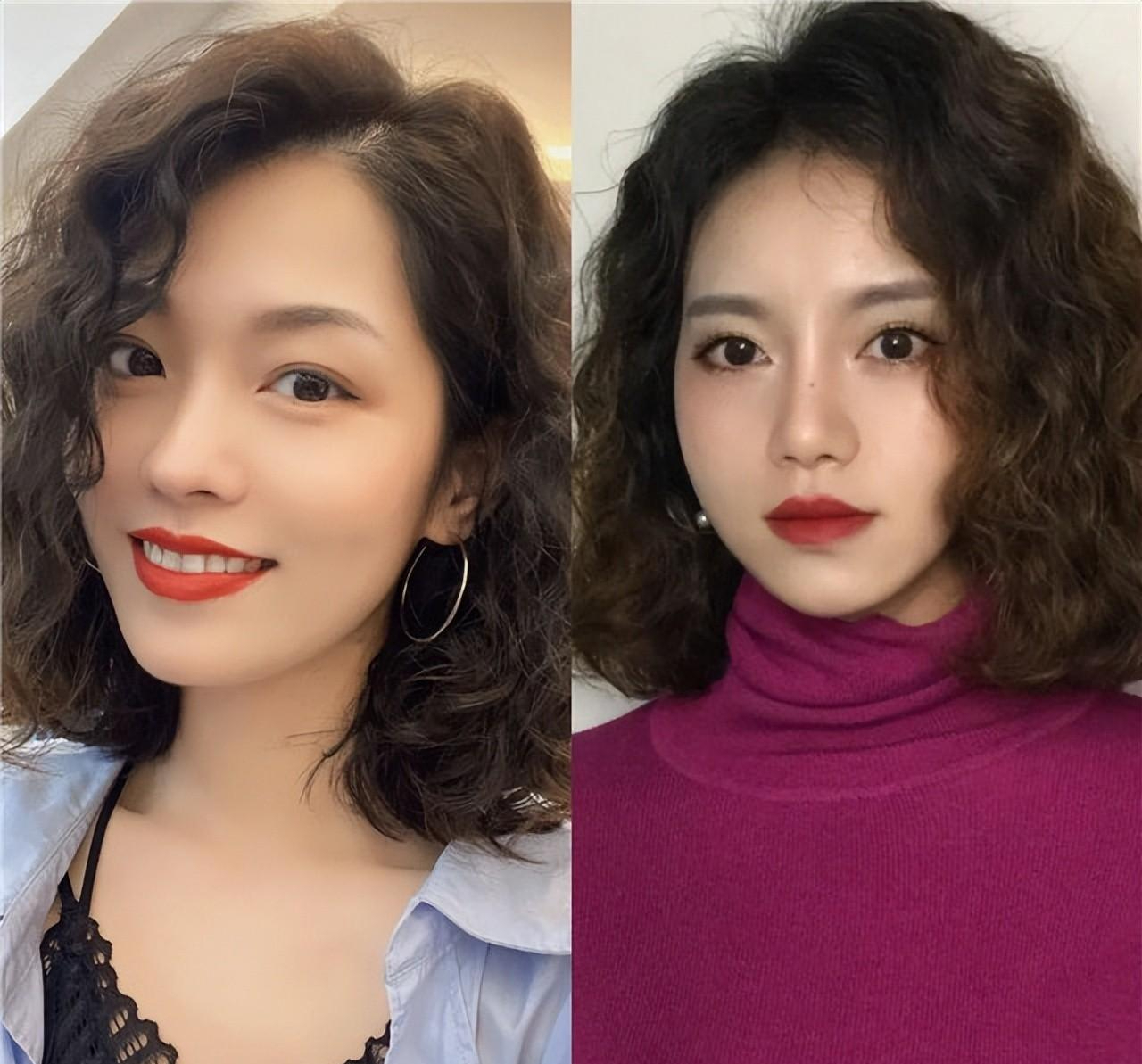 大波浪卷齐肩短发图片2015款男,适合蓬松自来卷齐肩的发型