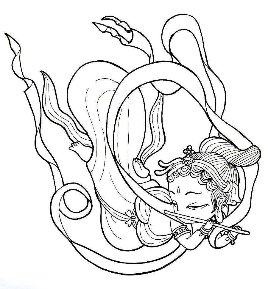 儿童画教程｜高年级国潮动漫课程--敦煌飞天