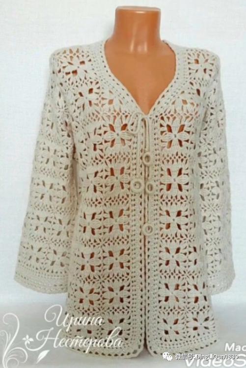 钩针短款开衫编织图解,钩针编织衣服成人开衫教程完整的