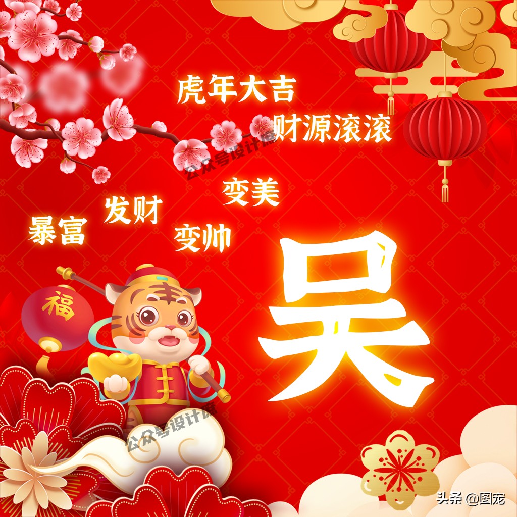 2023姓氏头像最新款虎年大吉,2022虎年姓氏头像好运霸气