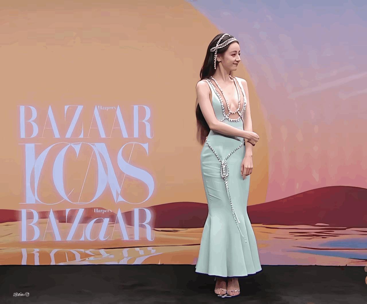 热巴红毯大秀好身材,热巴红毯走路摇曳生姿米色裙子