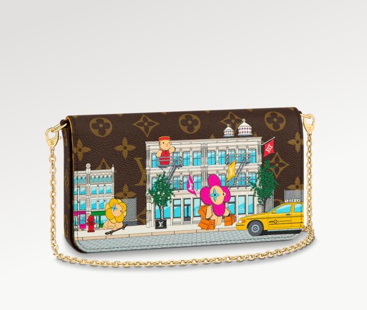 lvpochettefelicie链条包上身图,lvflore花朵链条包新款